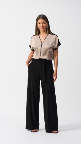 Silky knit Wide leg pant with sash- Joseph Ribkoff