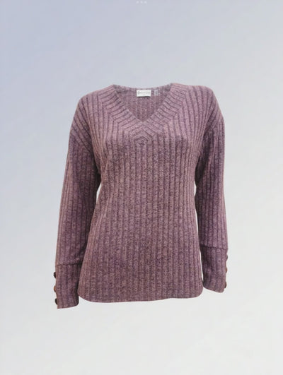 Ribbed V- Neck Sweater  - Two colours