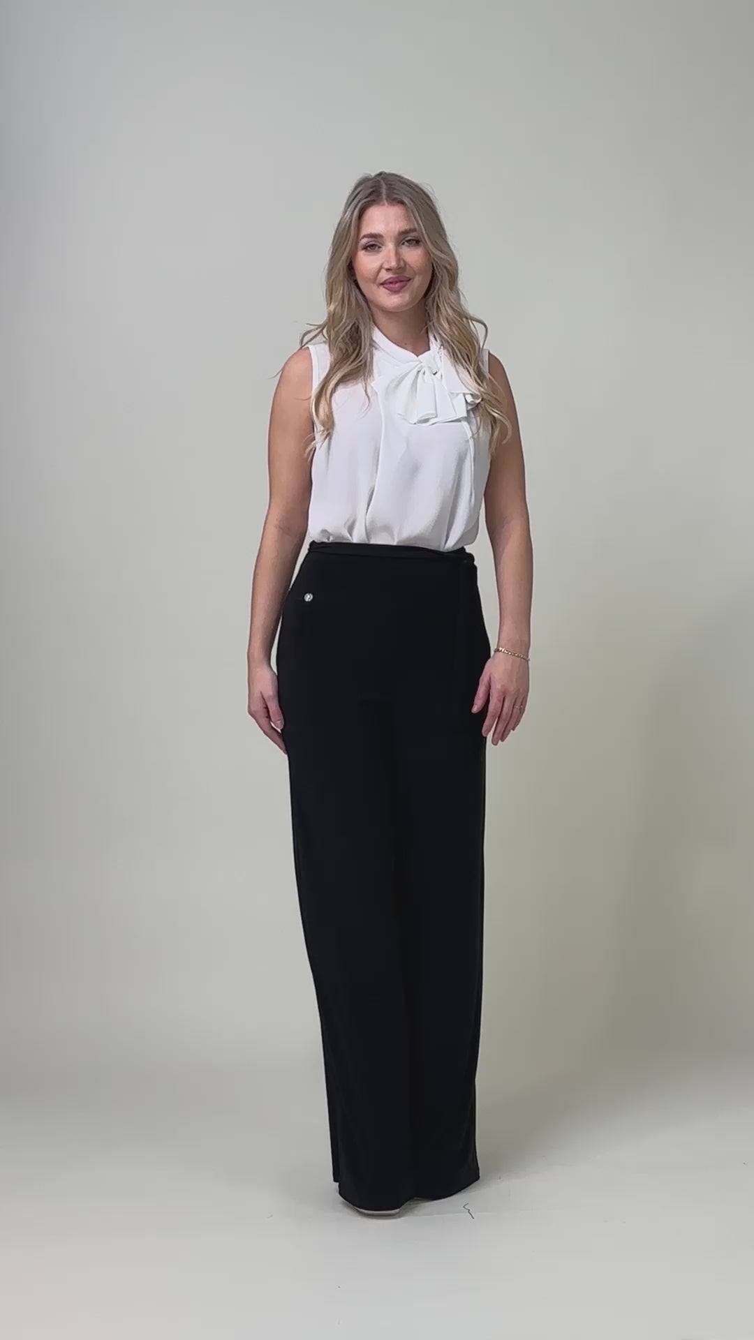 Silky knit Wide leg pant with sash- Joseph Ribkoff