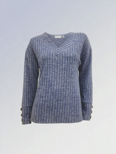 Ribbed V- Neck Sweater  - Two colours