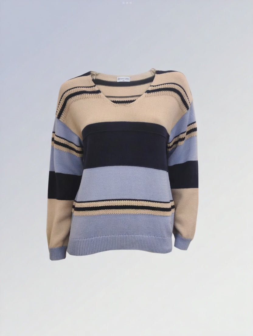 Striped Cotton Blend Sweater