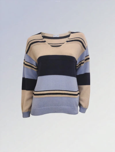 Striped Cotton Blend Sweater