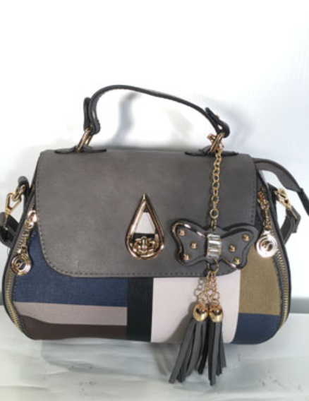 Bella Small Saddlebag, Blue Plaid
