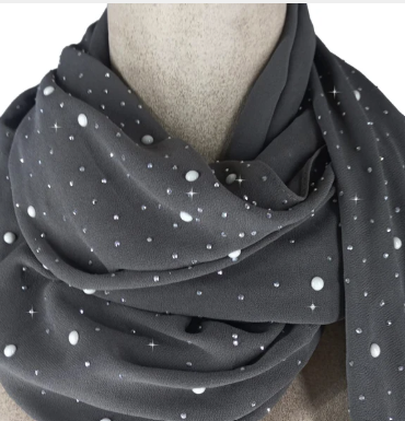 Pearl and Sequin Embellished Scarves - Six Colours