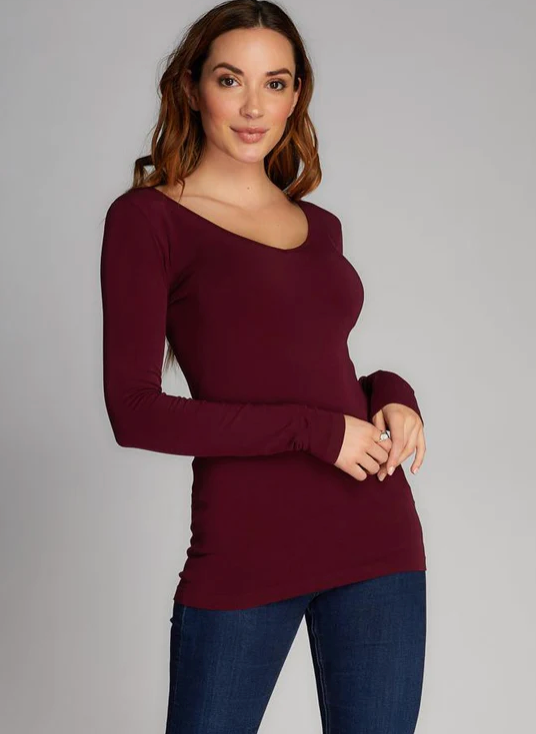 Bamboo long Sleeve V Neck